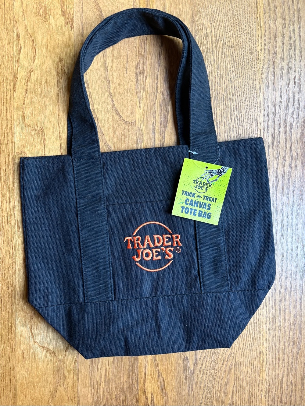 Trader Joe’s Halloween Mini Tote Black with Orange Embrodiery NWT